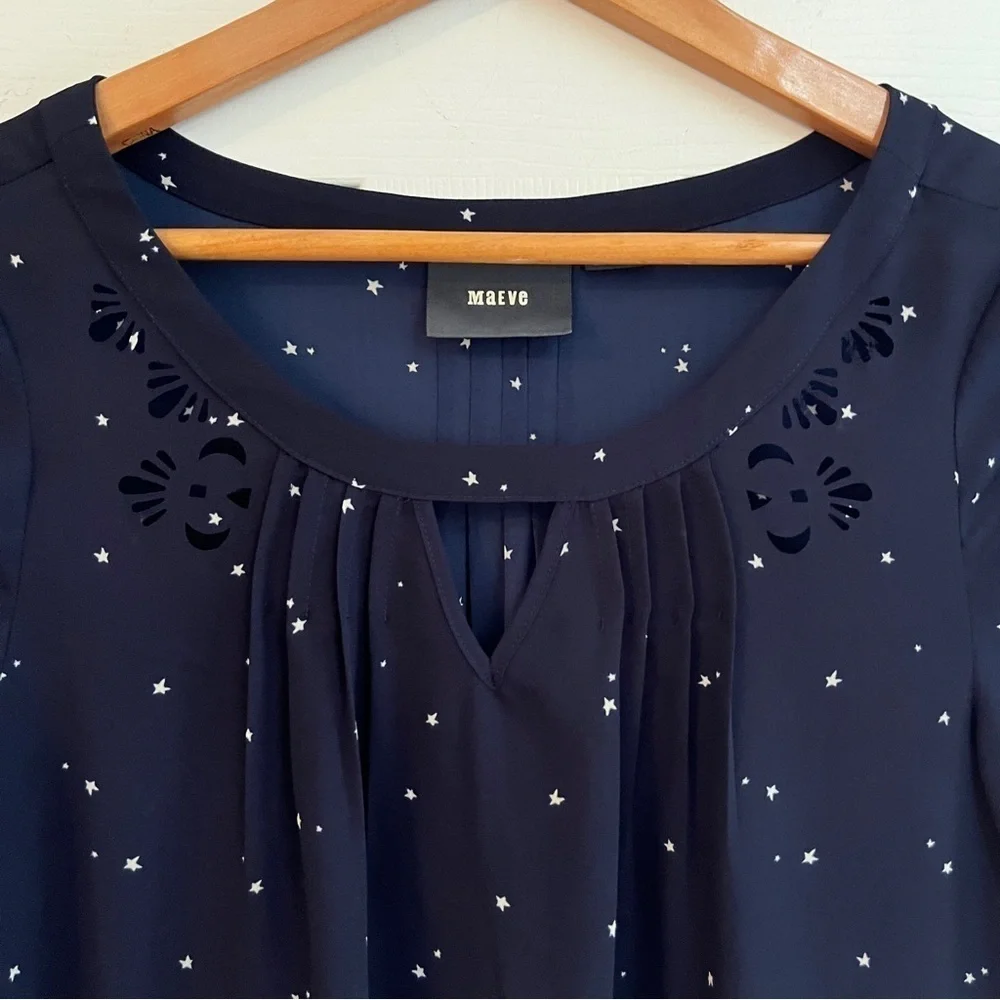 Anthro Maeve Teni to the Stars Laser Cut Blouse. 2 - Picture 4 of 10